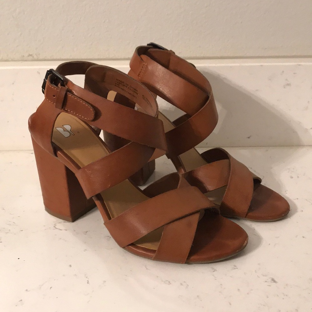 Brown leather BP heeled sandals EUC